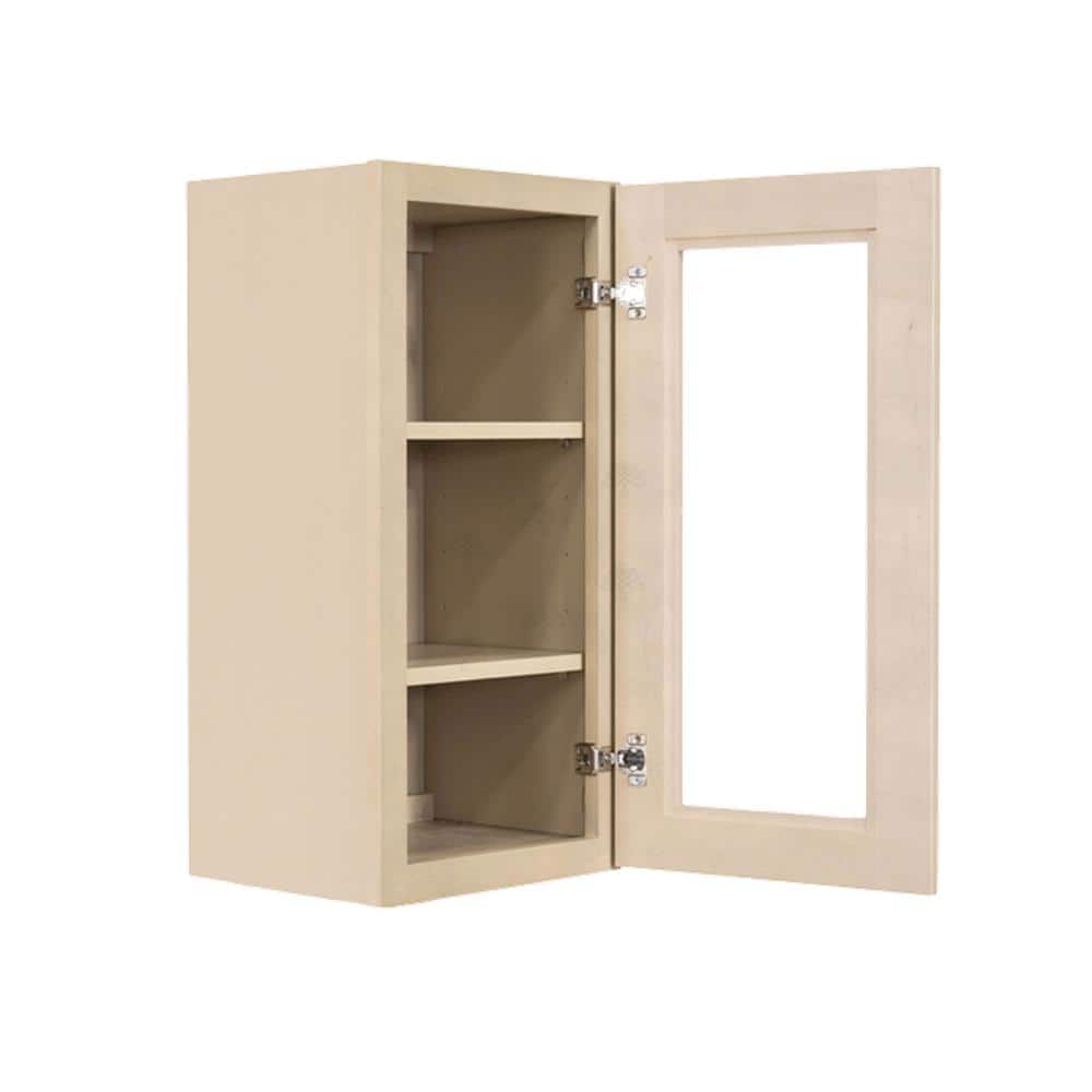 LIFEART CABINETRY Lancaster Shaker Assembled 21x30x12 in. Wall Mullion Door Cabinet with 1 Door 2 Shelves in Stone Wash