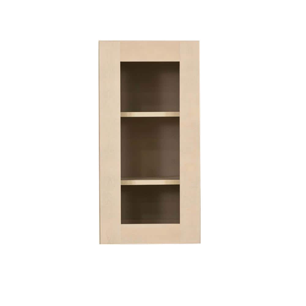 LIFEART CABINETRY Lancaster Shaker Assembled 21x30x12 in. Wall Mullion Door Cabinet with 1 Door 2 Shelves in Stone Wash