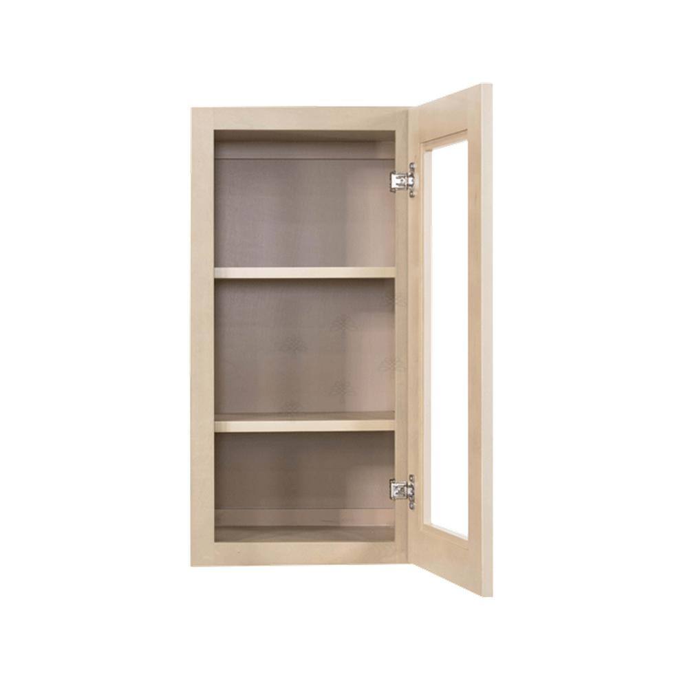 LIFEART CABINETRY Lancaster Shaker Assembled 21x30x12 in. Wall Mullion Door Cabinet with 1 Door 2 Shelves in Stone Wash