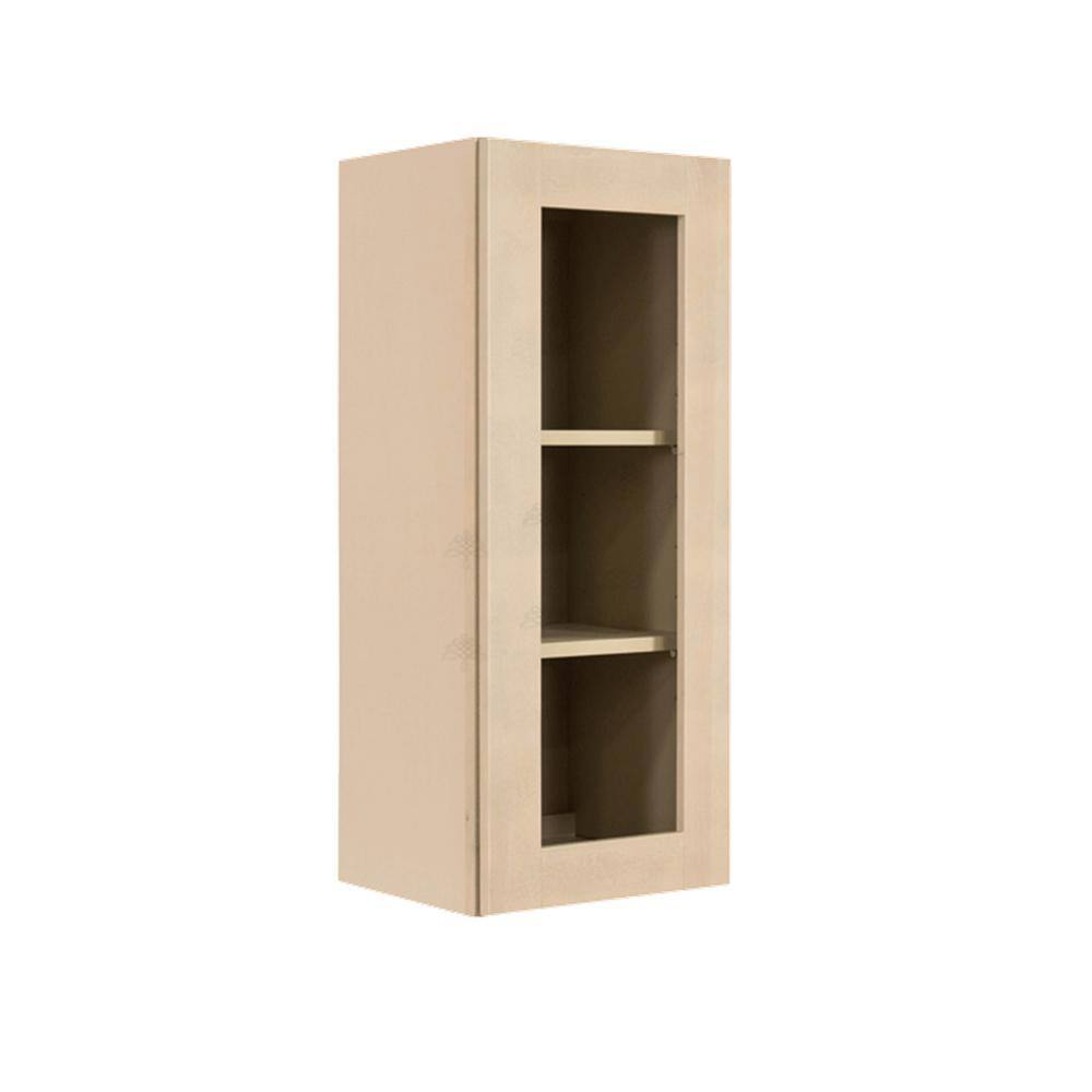LIFEART CABINETRY Lancaster Shaker Assembled 21x36x12 in. Wall Mullion Door Cabinet with 1 Door 2 Shelves in Stone Wash
