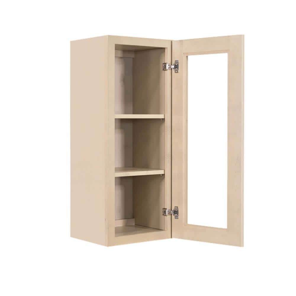 LIFEART CABINETRY Lancaster Shaker Assembled 21x36x12 in. Wall Mullion Door Cabinet with 1 Door 2 Shelves in Stone Wash