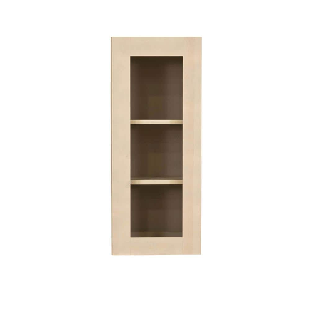 LIFEART CABINETRY Lancaster Shaker Assembled 21x36x12 in. Wall Mullion Door Cabinet with 1 Door 2 Shelves in Stone Wash