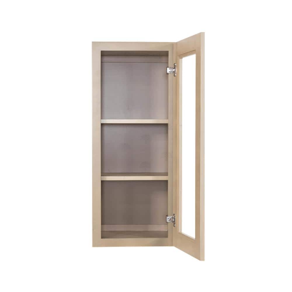 LIFEART CABINETRY Lancaster Shaker Assembled 21x36x12 in. Wall Mullion Door Cabinet with 1 Door 2 Shelves in Stone Wash