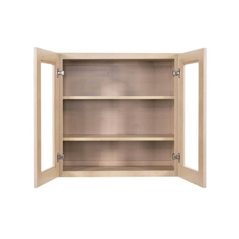 LIFEART CABINETRY Lancaster Shaker Assembled 27x30x12 in. Wall Mullion Door Cabinet with 2 Doors 2 Shelves in Stone Wash
