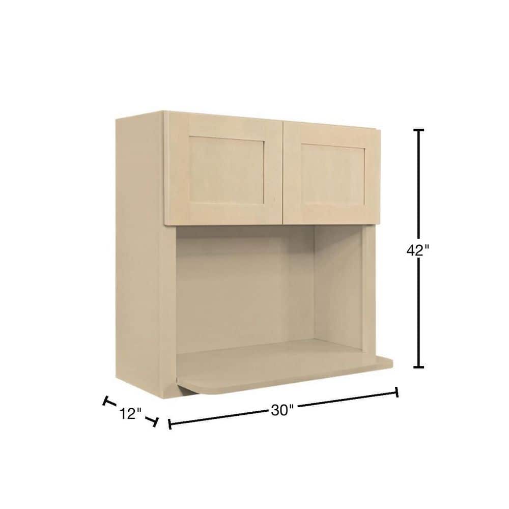 LIFEART CABINETRY Lancaster Stone Wash Plywood Shaker Stock Assembled Wall Microwave Kitchen Cabinet 30 in. W x 42 in. H x 12 in. D