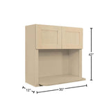 LIFEART CABINETRY Lancaster Stone Wash Plywood Shaker Stock Assembled Wall Microwave Kitchen Cabinet 30 in. W x 42 in. H x 12 in. D