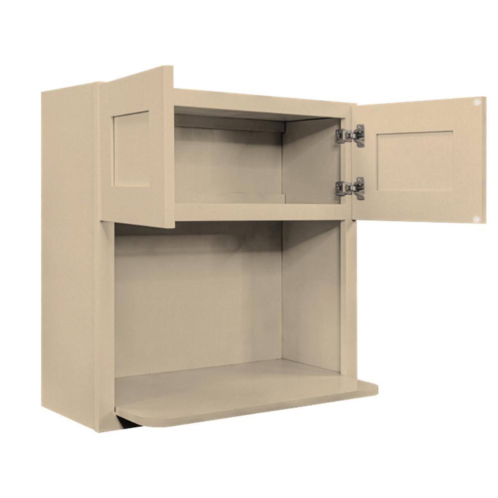 LIFEART CABINETRY Lancaster Stone Wash Plywood Shaker Stock Assembled Wall Microwave Kitchen Cabinet 30 in. W x 42 in. H x 12 in. D