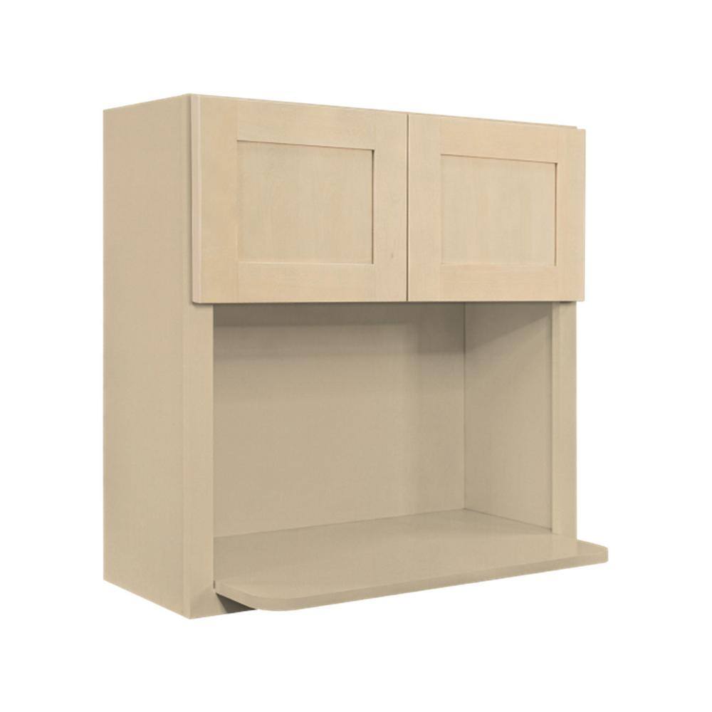 LIFEART CABINETRY Lancaster Stone Wash Plywood Shaker Stock Assembled Wall Microwave Kitchen Cabinet 30 in. W x 42 in. H x 12 in. D