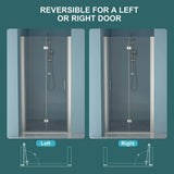 stufurhome LOD 32 in. W x 72 in. H Bifold Shower Semi-Frameless Shower Door in Brushed Nickel Finish with Clear Glass