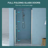 stufurhome LOD 34 to 36 in. W x 72 in. H Bifold Shower Semi-Frameless Shower Door in Brushed Nickel Finish with Clear Glass