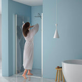 stufurhome LOD 34 to 36 in. W x 72 in. H Bifold Shower Semi-Frameless Shower Door in Brushed Nickel Finish with Clear Glass