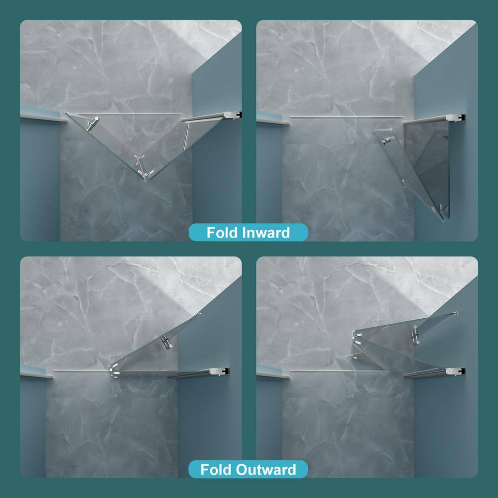 stufurhome LOD 34 to 36 in. W x 72 in. H Bifold Shower Semi-Frameless Shower Door in Brushed Nickel Finish with Clear Glass