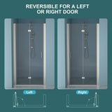 stufurhome LOD 34 to 36 in. W x 72 in. H Bifold Shower Semi-Frameless Shower Door in Brushed Nickel Finish with Clear Glass