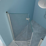 stufurhome LOD 34 to 36 in. W x 72 in. H Bifold Shower Semi-Frameless Shower Door in Brushed Nickel Finish with Clear Glass
