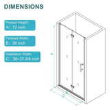 stufurhome LOD 34 to 36 in. W x 72 in. H Bifold Shower Semi-Frameless Shower Door in Brushed Nickel Finish with Clear Glass