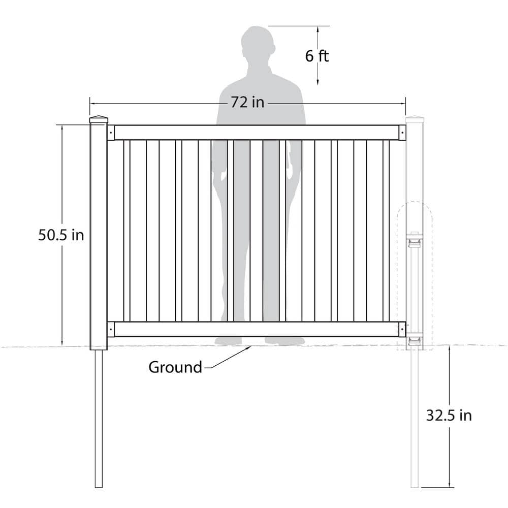 WamBam Fence Sturbridge Vinyl Yard and Pool Fence w/Post and No Dig Steel Pipe Anchor Kit 4 ft. H x 6 ft. W