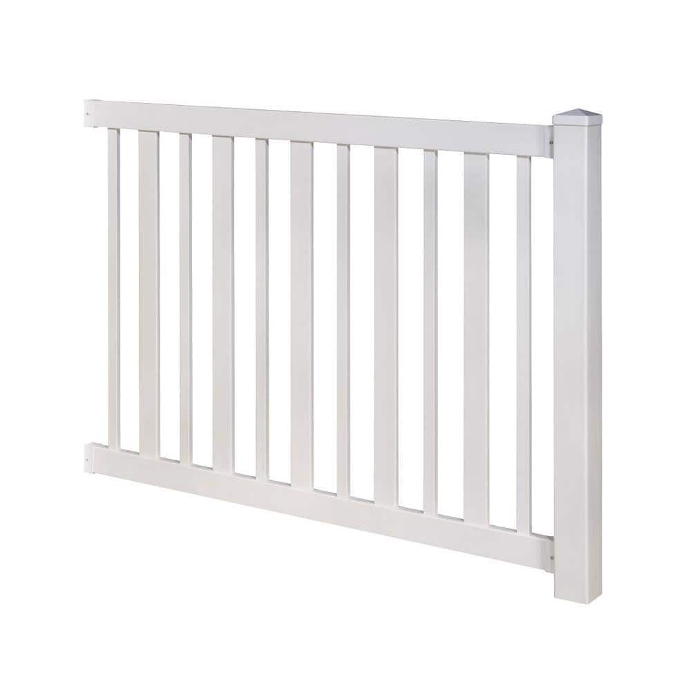 WamBam Fence Sturbridge Vinyl Yard and Pool Fence w/Post and No Dig Steel Pipe Anchor Kit 4 ft. H x 6 ft. W