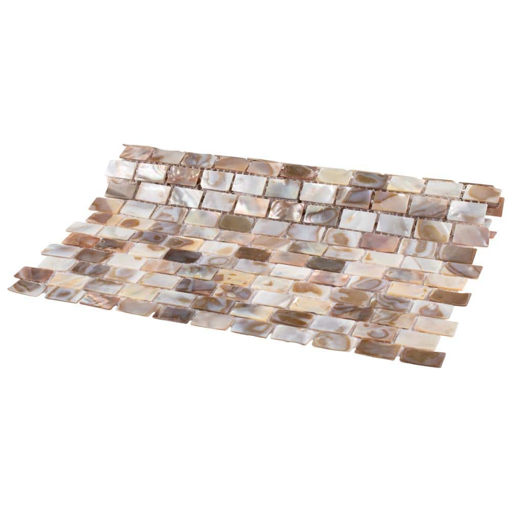 Merola Tile Conchella Subway Natural 12-1/4 in. x 12-1/2 in. x 2 mm Natural Seashell Mosaic Tile