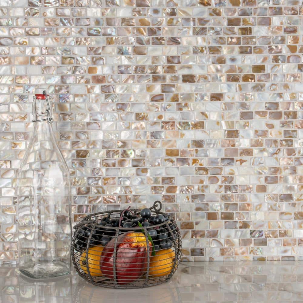 Merola Tile Conchella Subway Natural 12-1/4 in. x 12-1/2 in. x 2 mm Natural Seashell Mosaic Tile