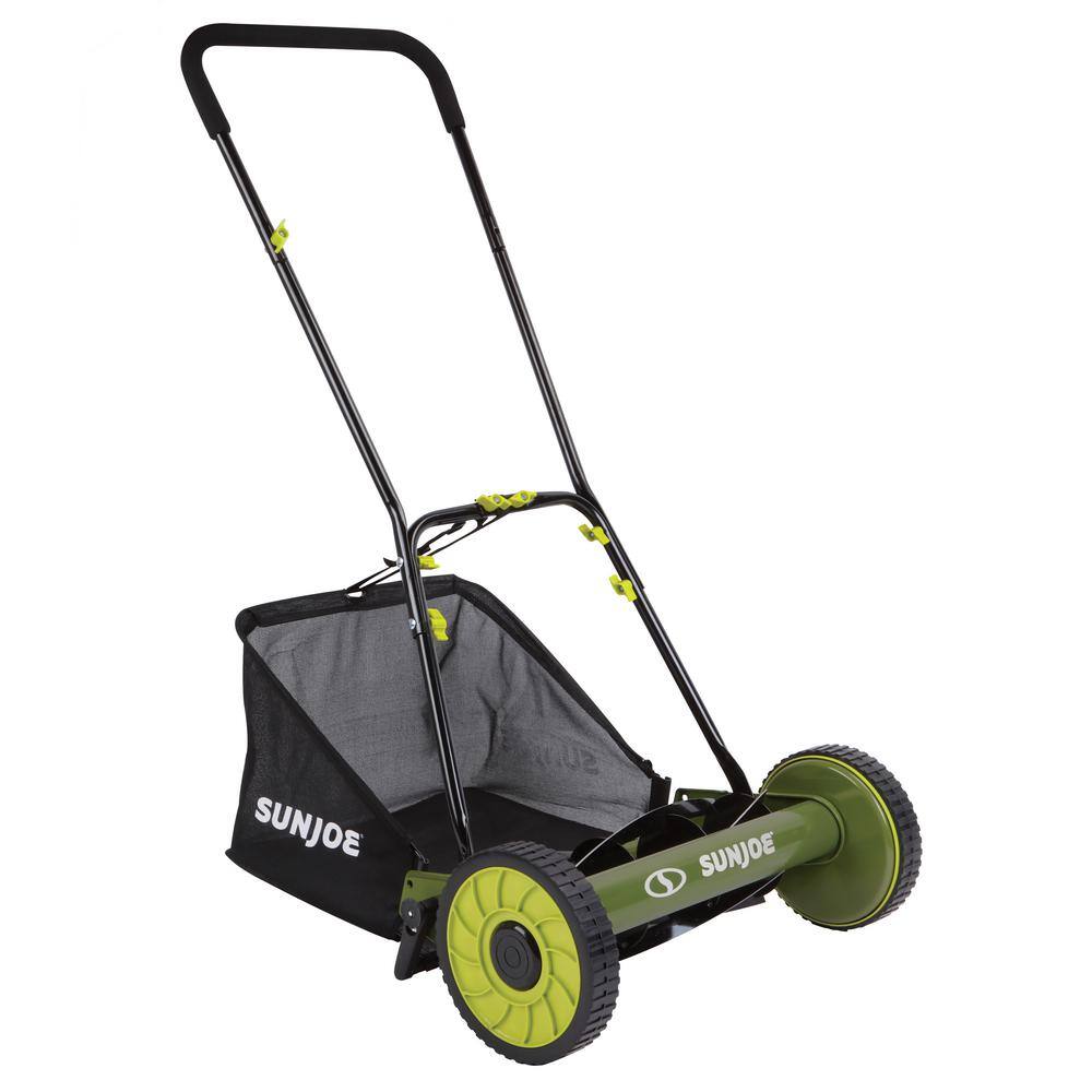 Sun Joe Mow Joe 16 in. Manual Push Walk Behind Reel Mower with Catcher