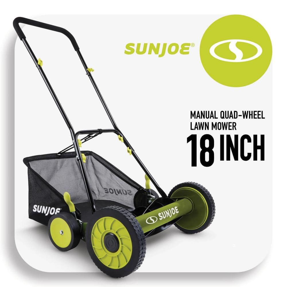Sun Joe Mow Joe 18 in. Manual Push Walk Behind Reel Mower with Catcher