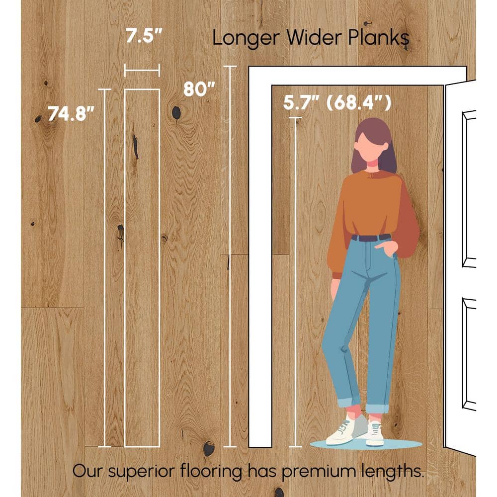 ASPEN FLOORING Sunlight White Oak 1/2 in. T x 7.5 in. W Water Resistant Engineered Hardwood Flooring (31.09 sqft/case)
