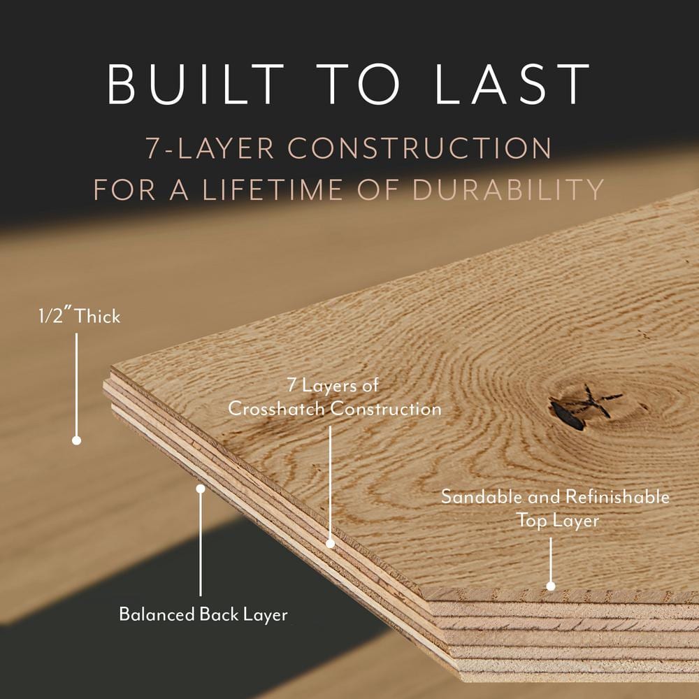 ASPEN FLOORING Sunlight European White Oak 1/2 in. T x 7.5 in. W Water Resistant Engineered Hardwood Flooring (1399.05 sq. ft./pallet)