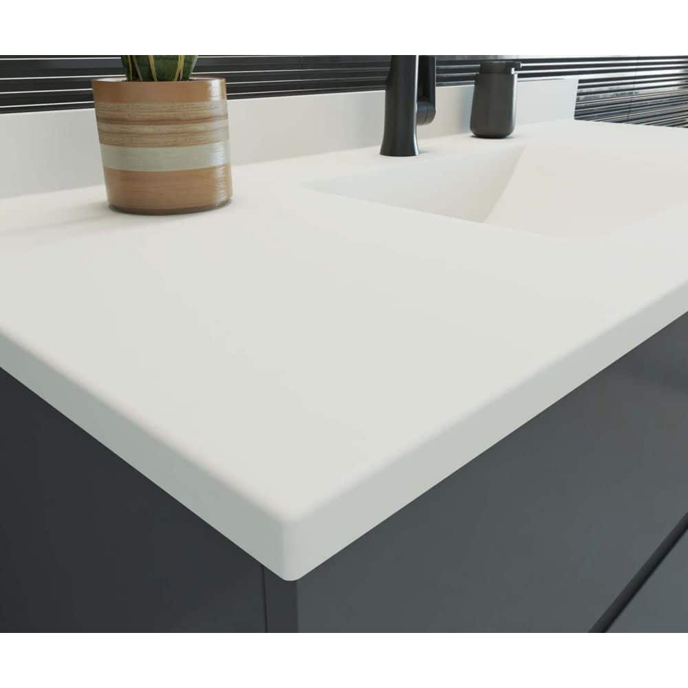 Swan Contour 43 in. W x 22 in. D Solid Surface Vanity Top with Integral Sink in White