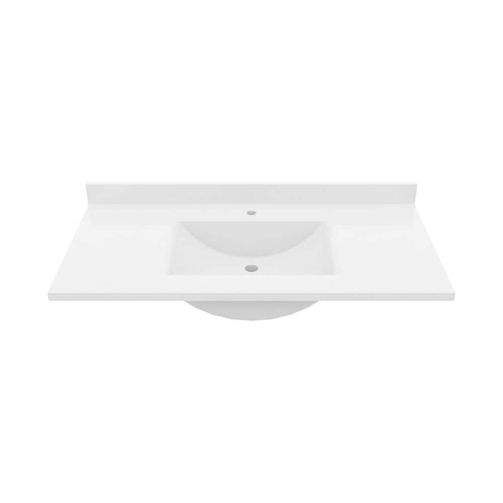Swan Contour 43 in. W x 22 in. D Solid Surface Vanity Top with Integral Sink in White
