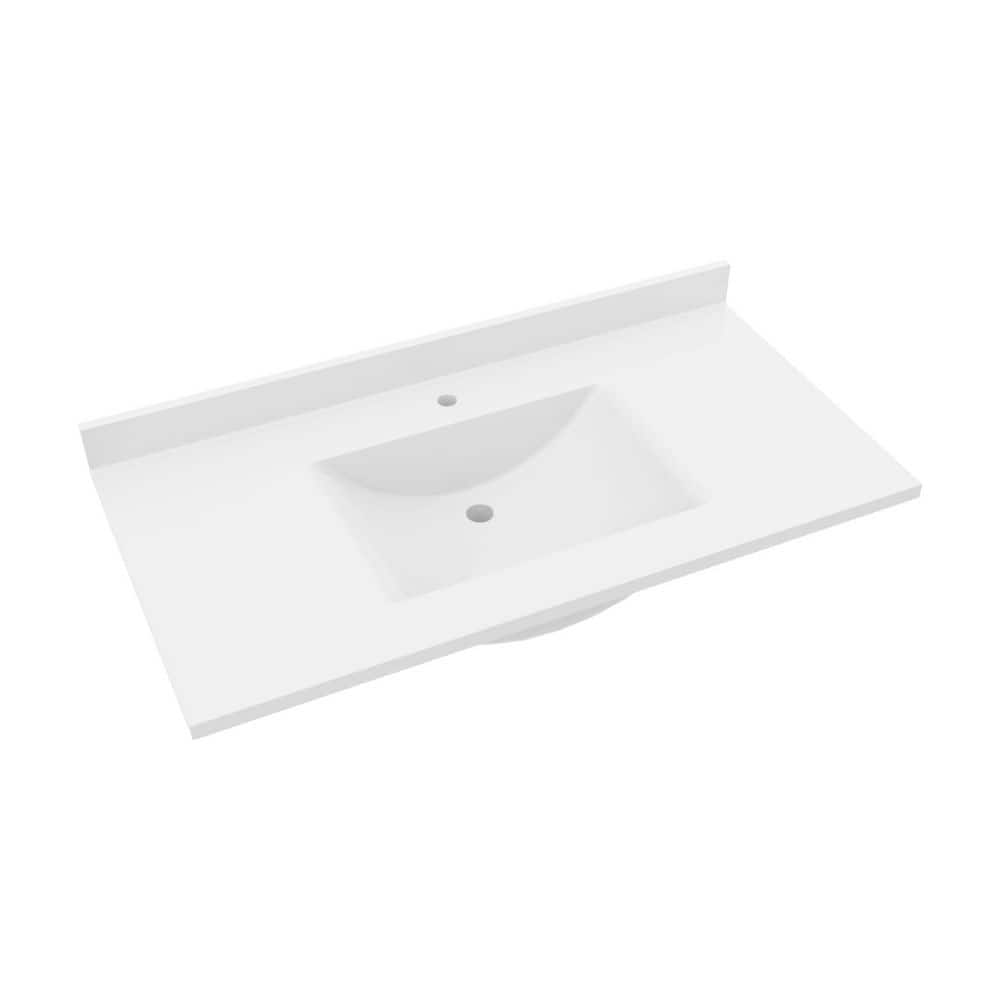 Swan Contour 43 in. W x 22 in. D Solid Surface Vanity Top with Integral Sink in White