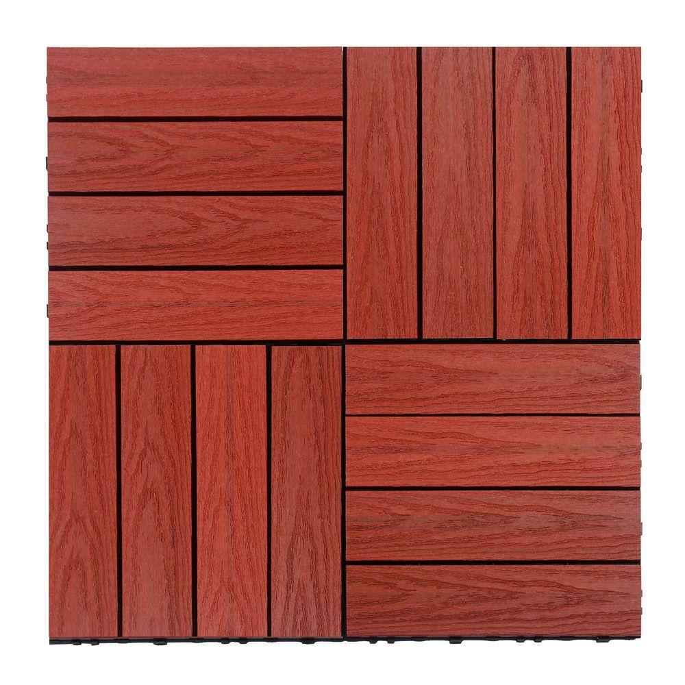 NewTechWood UltraShield Naturale 1 ft. x 1 ft. Quick Deck Outdoor Composite Deck Tile Sample in Swedish Red