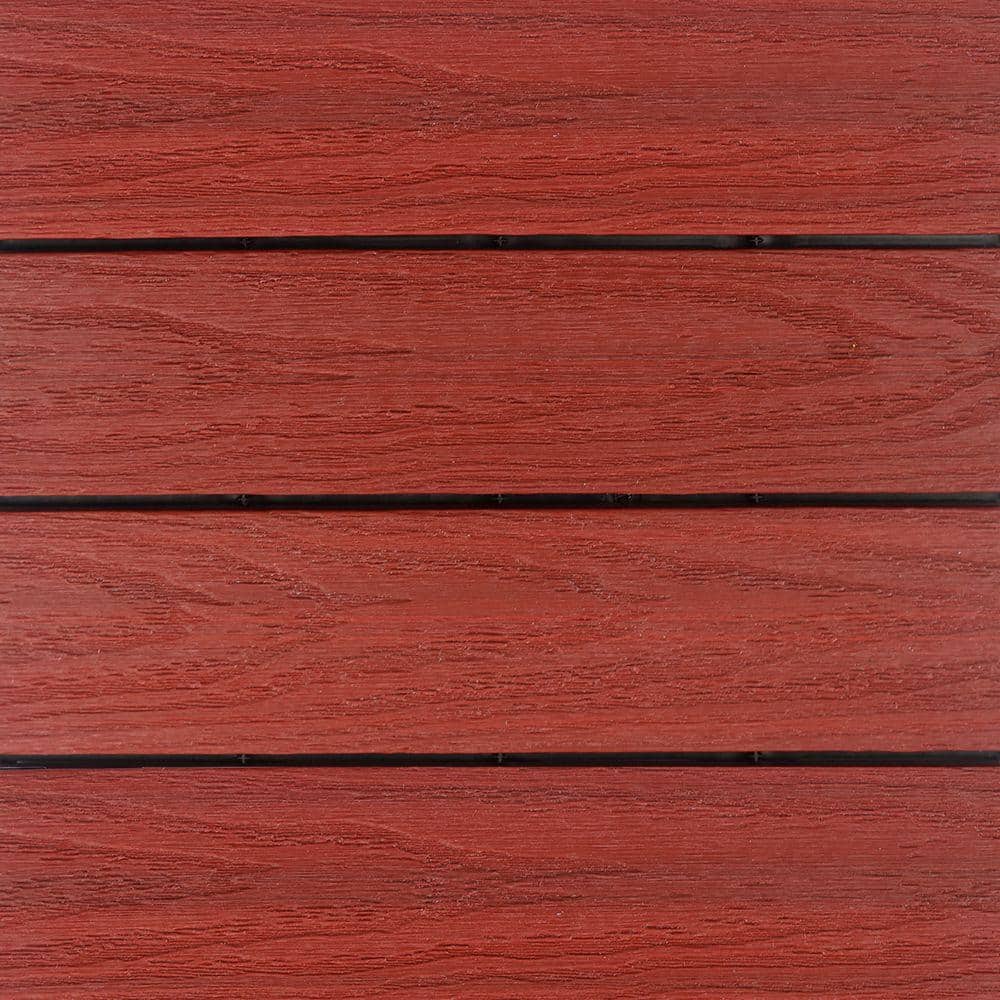 NewTechWood UltraShield Naturale 1 ft. x 1 ft. Quick Deck Outdoor Composite Deck Tile Sample in Swedish Red