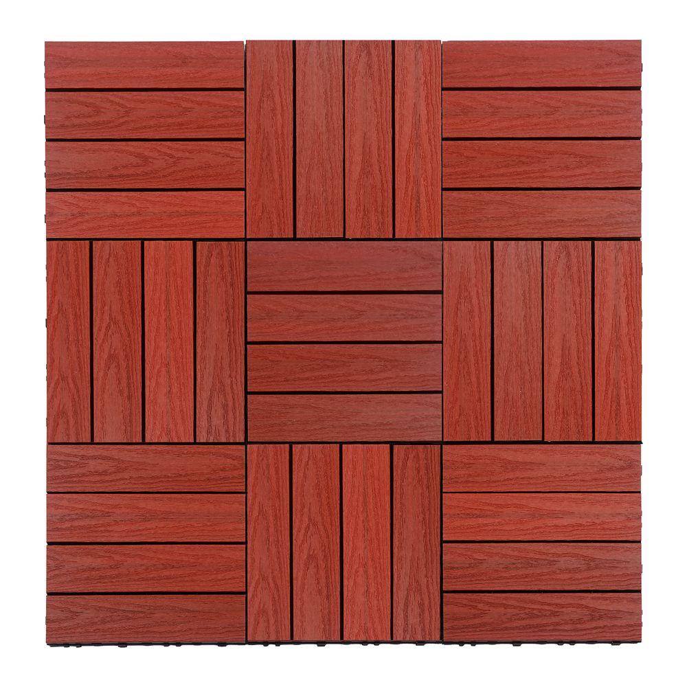 NewTechWood UltraShield Naturale 1 ft. x 1 ft. Quick Deck Outdoor Composite Deck Tile Sample in Swedish Red
