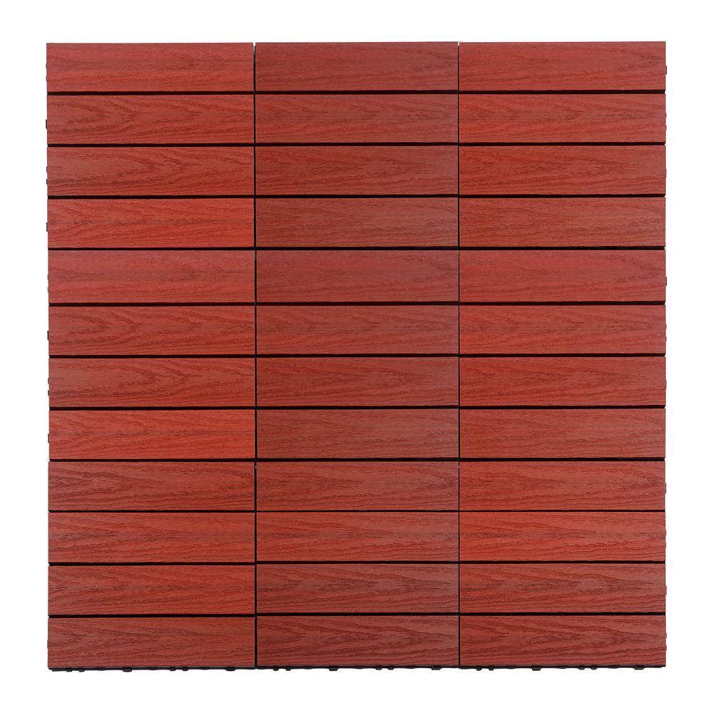 NewTechWood UltraShield Naturale 1 ft. x 1 ft. Quick Deck Outdoor Composite Deck Tile Sample in Swedish Red