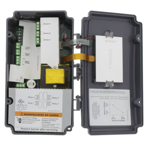 Honeywell T775P2003 temperature controller - side view (Voltage: 120v, 240v, 24V; Application: Boiler Control, Electronic Remote Temperature)