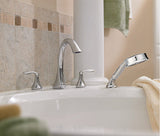 Moen Eva 2-Handle Deck-Mount Roman Tub Faucet Trim Kit with Handshower and Valve, Brushed Nickel