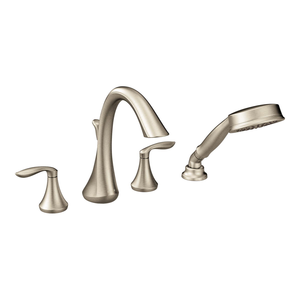 Moen Eva 2-Handle Deck-Mount Roman Tub Faucet Trim Kit with Handshower and Valve, Brushed Nickel
