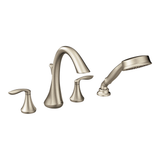 Moen Eva 2-Handle Deck-Mount Roman Tub Faucet Trim Kit with Handshower and Valve, Brushed Nickel