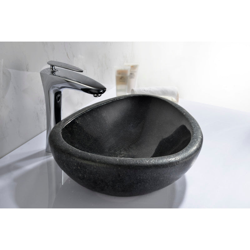 ANZZI Twin Vessel Sink in Desert Black, Natural Stone, 18.8 x 15 x 5.1 in.