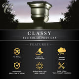 CLASSY CAPS Classy 4 in. x 4 in. Outdoor Tan Vinyl LED Solar Post Cap (2-Pack)