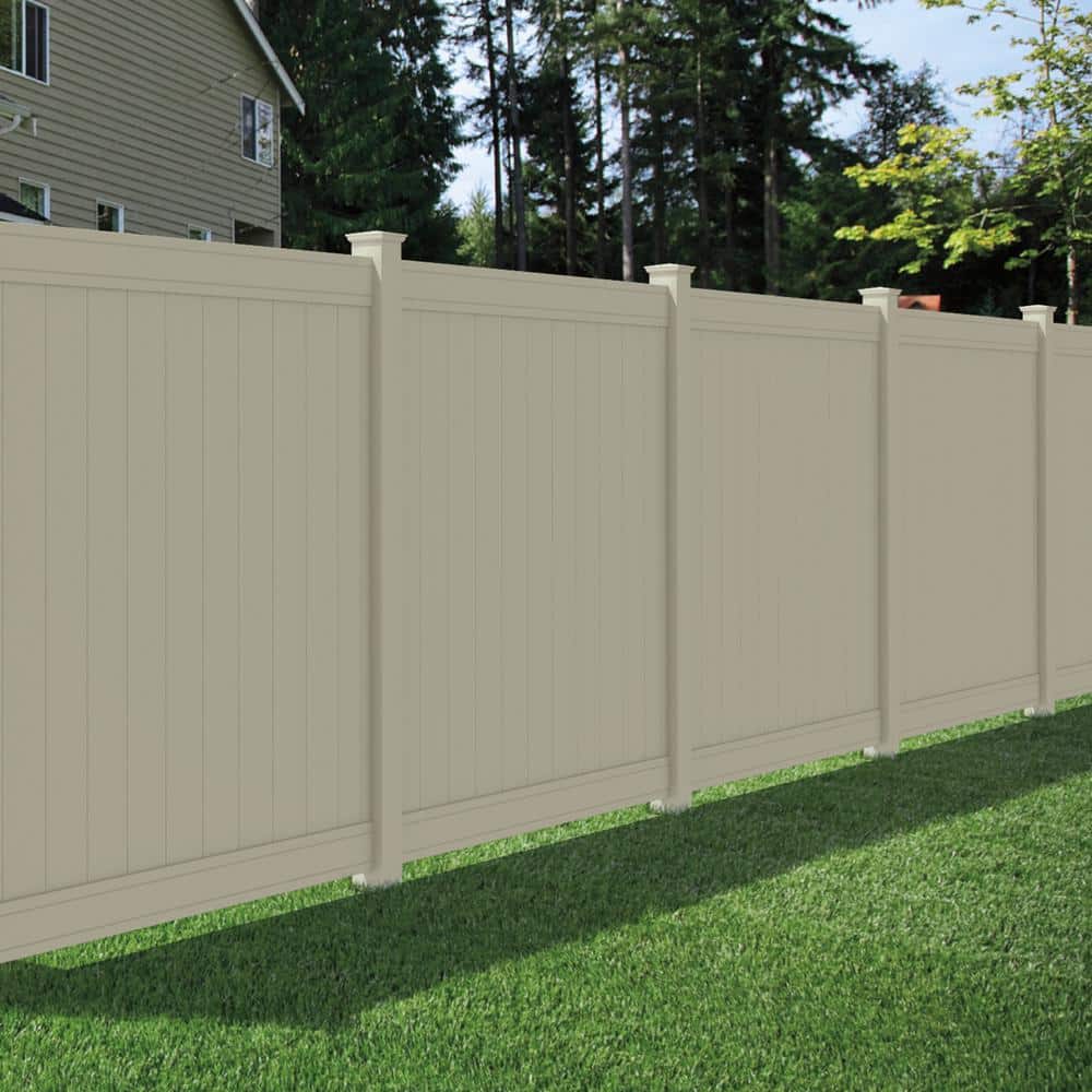 Veranda Pro-Series 6ft Tan Vinyl Woodbridge Privacy Fence Panel