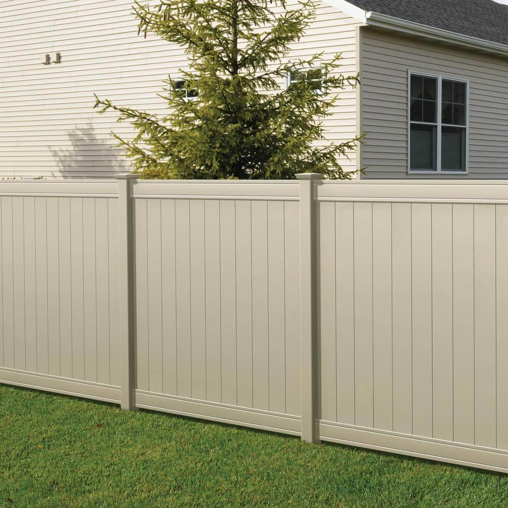 Veranda Pro-Series 6ft Tan Vinyl Woodbridge Privacy Fence Panel