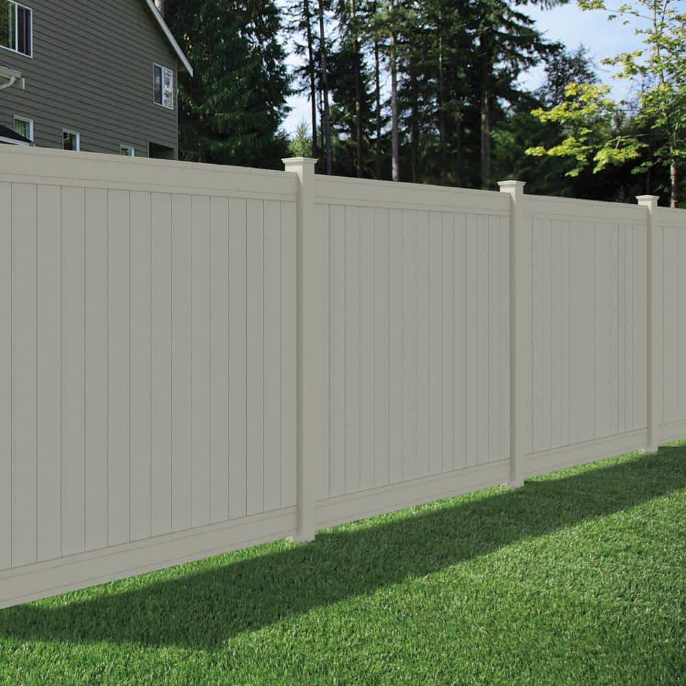 Veranda Pro-Series 6 ft. H x 8 ft. W Tan Vinyl Woodbridge Privacy Fence Panel