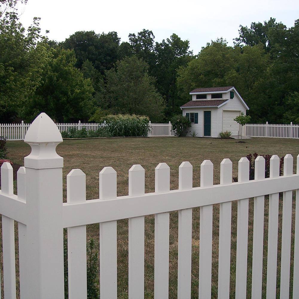 Weatherables Chelsea 4 ft. H x 8 ft. W Tan Vinyl Picket Fence Panel Kit