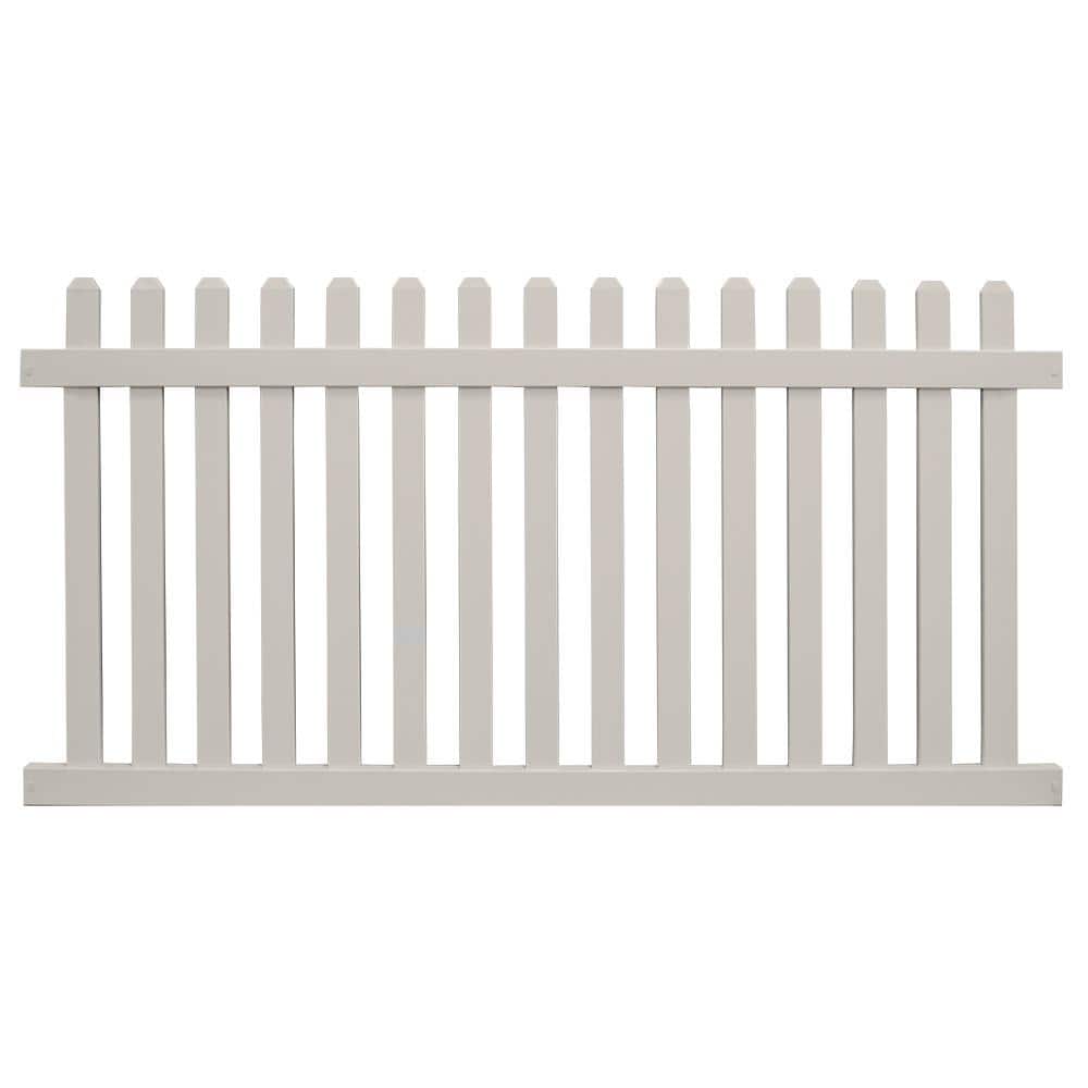 Weatherables Chelsea 4 ft. H x 8 ft. W Tan Vinyl Picket Fence Panel Kit