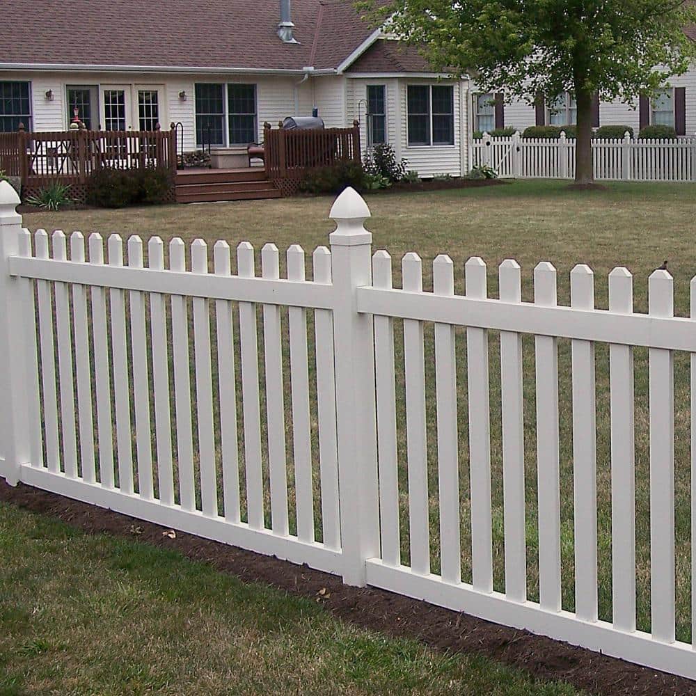 Weatherables Chelsea 4 ft. H x 8 ft. W Tan Vinyl Picket Fence Panel Kit