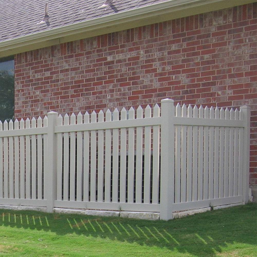 Weatherables Provincetown 4 ft. H x 6 ft. W Tan Vinyl Picket Fence Panel Kit