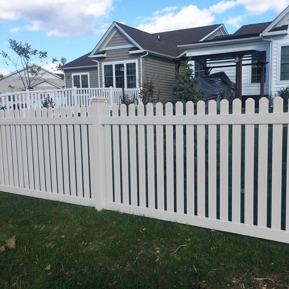 Weatherables Provincetown 4 ft. H x 6 ft. W Tan Vinyl Picket Fence Panel Kit