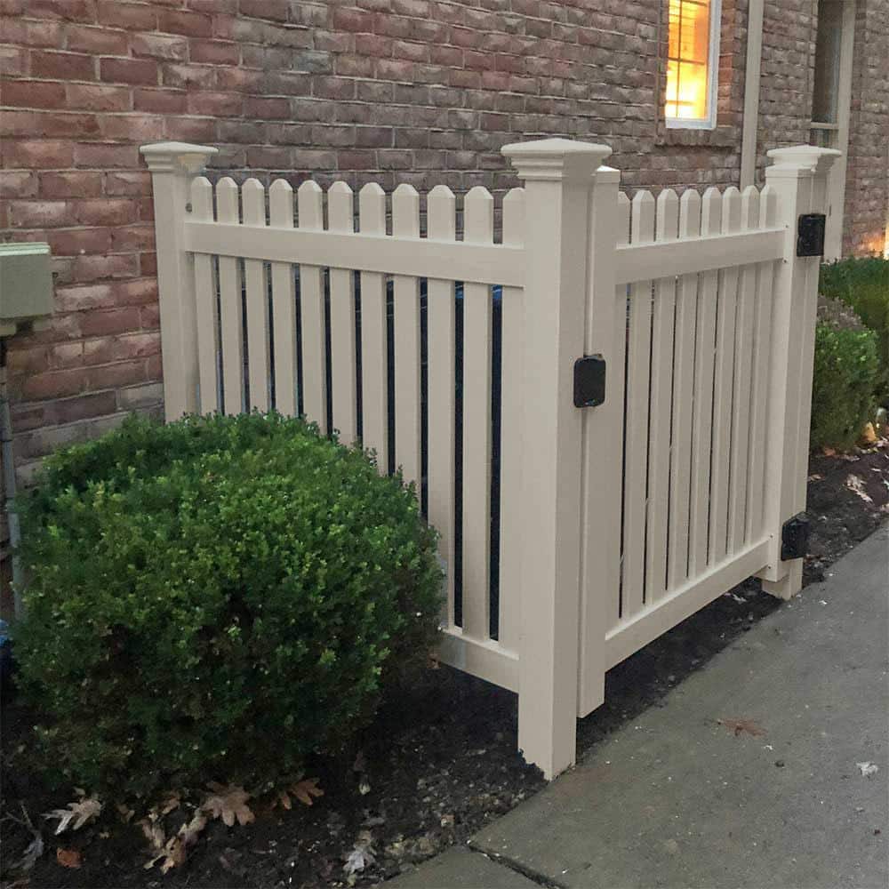 Weatherables Provincetown 4 ft. H x 6 ft. W Tan Vinyl Picket Fence Panel Kit