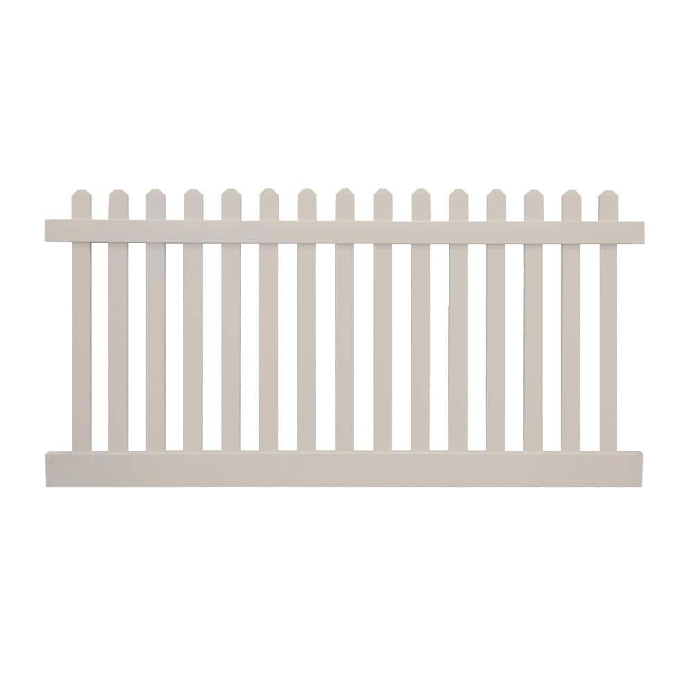 Weatherables Plymouth 3 ft. H x 8 ft. W Tan Vinyl Picket Fence Panel Kit